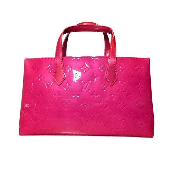 LOUIS VUITTON Rose Pop Vernis LV Monogram Leather Wishire PM Bag Auth RARE Ex+++ - Picture 5 of 16